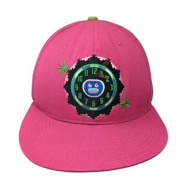 Icecream Clock Snapback Hat Pink One Size Adjustable Embroidered - Picture 1 of 7